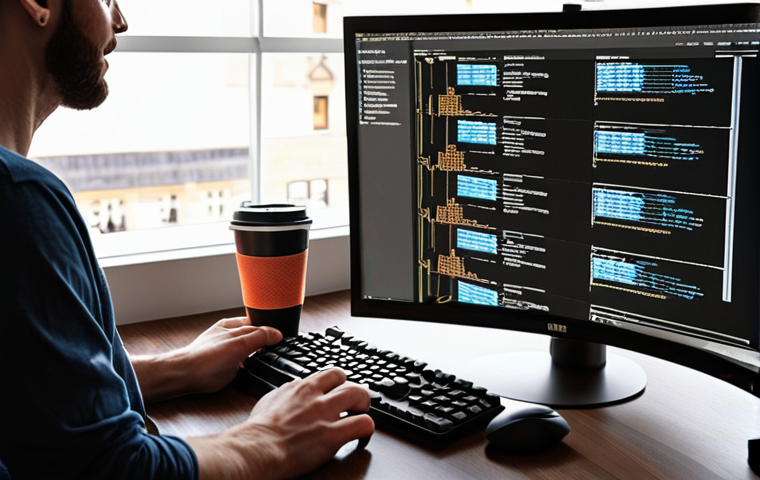 A developer tirelessly debugging Python code, surrounded by screens displaying error messages, fueled by coffee, achieving a breakthrough moment of elation as the program finally runs correctly.