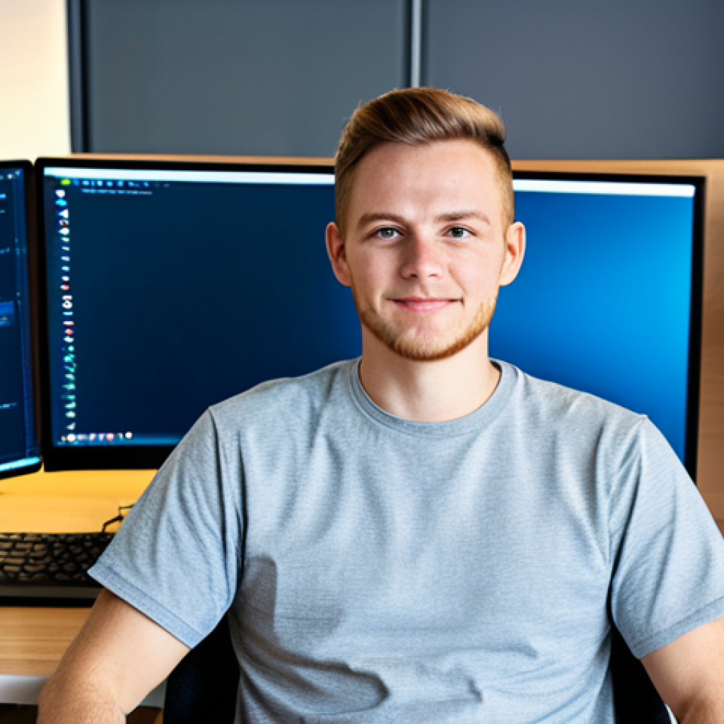 **
"A professional developer, fully clothed in a modest tech company t-shirt and jeans, sits at a clean desk with multiple monitors, coding. The background shows a bright, modern office. Safe for work, appropriate content, perfect anatomy, correct proportions, well-formed hands, proper finger count, natural pose, professional, family-friendly."
**