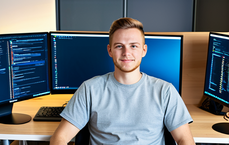 **

"A professional developer, fully clothed in a modest tech company t-shirt and jeans, sits at a clean desk with multiple monitors, coding. The background shows a bright, modern office. Safe for work, appropriate content, perfect anatomy, correct proportions, well-formed hands, proper finger count, natural pose, professional, family-friendly."

**