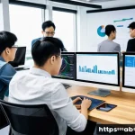 Home 21 기술 스택의 장단점 분석 - A modern software development team collaborating in a bright, open office environment, multiple deve...